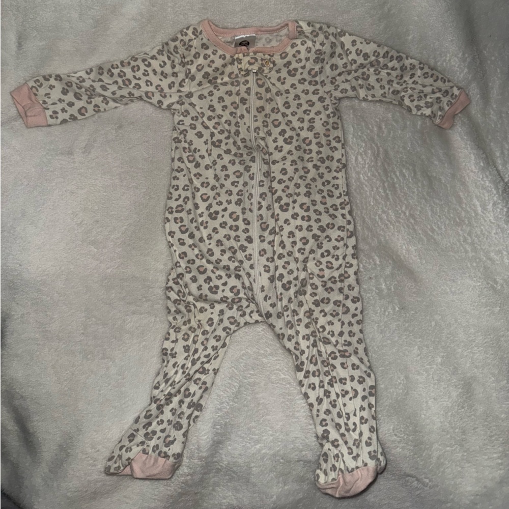 Gerber Leopard Print Footie with Pink Trim